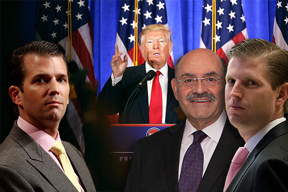From left: Donald Trump Jr., Donald Trump, Allen Weisselberg and Eric Trump (Credit: Getty and Trump Organization)