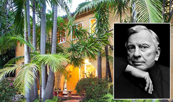 Gore Vidal and his old home on Outpost Drive (Credit: Open Letters Monthly, Redfin)