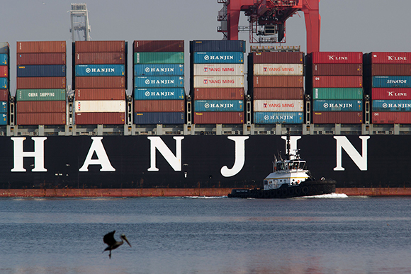 Hanjin Greece container ship at the Port of Long Beach (Credit: Getty)