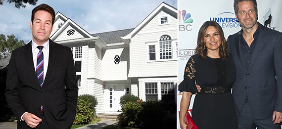 Jeff Rossen, his new home at 4 Candace Drive, Mariska Hargitay, and her husband Peter Hermann (Credit: Getty, Realtor.com)