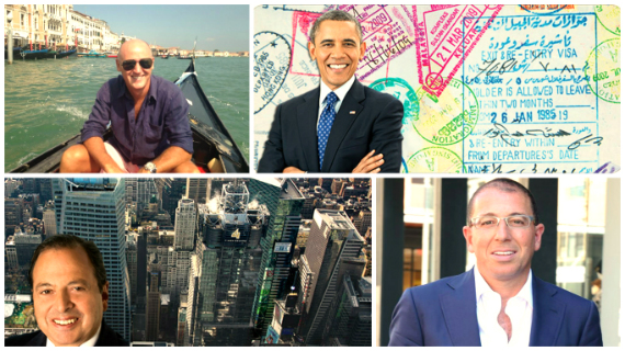 Clockwise from top left: Renwick Haddow, President Obama, Joseph Sitt, Douglas Durst and 4 Times Square