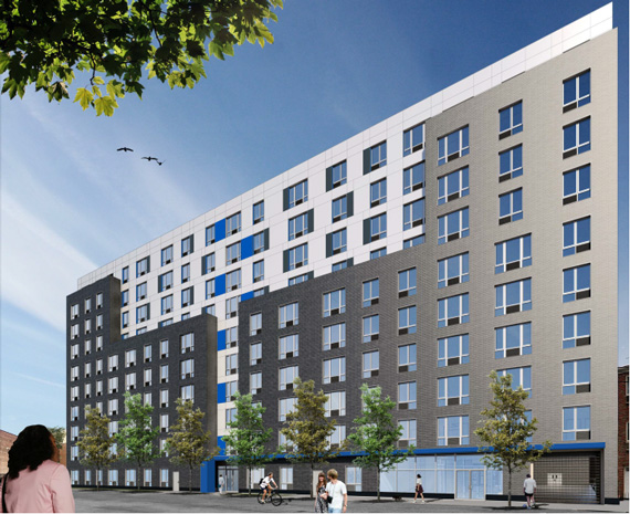 Rendering of 206-unit rental complex at Westchester and Newbold Avenues (Credit: Procida)