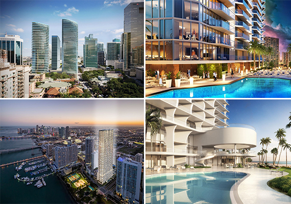 Renderings of Brickell Heights, Panorama Tower, Jade Signature and Aria on the Bay