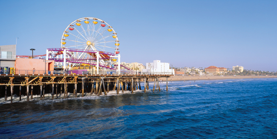 The Santa Monica pier. The beachfront community has a casual office market culture that appeals to tech startups and media companies.