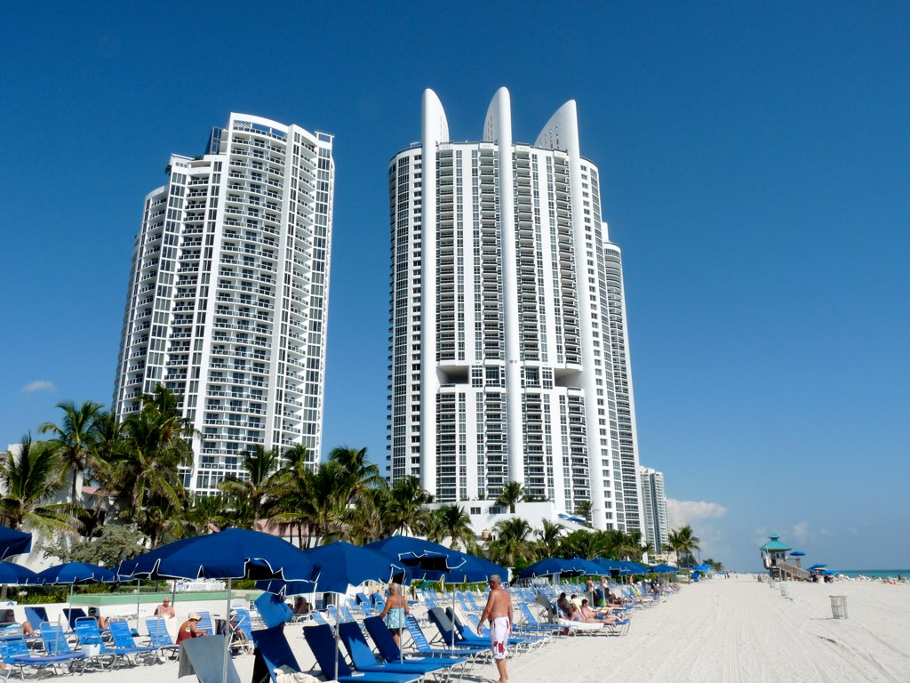 Sunny Isles Beach with Trump Royale in the background