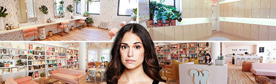 Audrey Gelman and inside of a Wing co-working space (credit: The Wing)