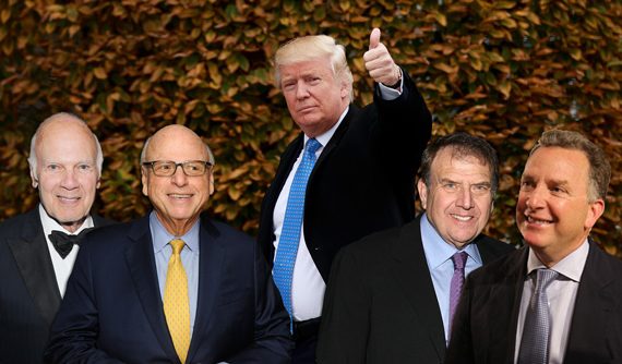 From left: Steven Roth, Howard Lorber, Donald Trump, Richard LeFrak and Steve Witkoff (Credit: Getty Images)