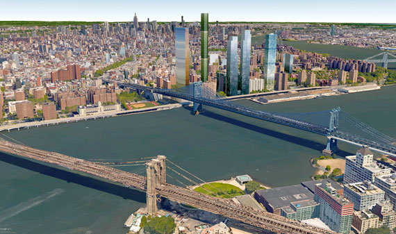 Four residential megaprojects are planned for Two Bridges. (Image courtesy of CityRealty)