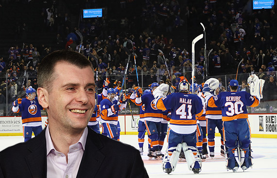 Mikhail Prokhorov and the New York Islanders at the Barclays Center (Credit: Getty Images)