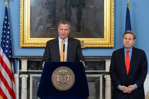 From left: Bill de Blasio and Carl Weisbrod (Credit: City of New York)