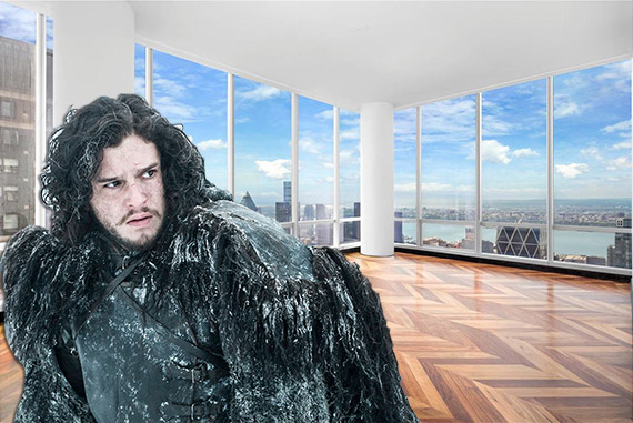 Jon Snow (credit: HBO) and a vacant luxury home