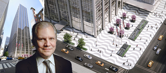 1271 Sixth Avenue and Arthur Sulzberger Jr. (Credit: Rockefeller Group and The New York Times Company)