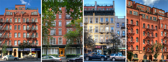 From left: 1705 First Avenue, 316 East 92nd Street, 1566 2nd Avenue and 227 East 96th Street (Credit: Eberhart Brothers)