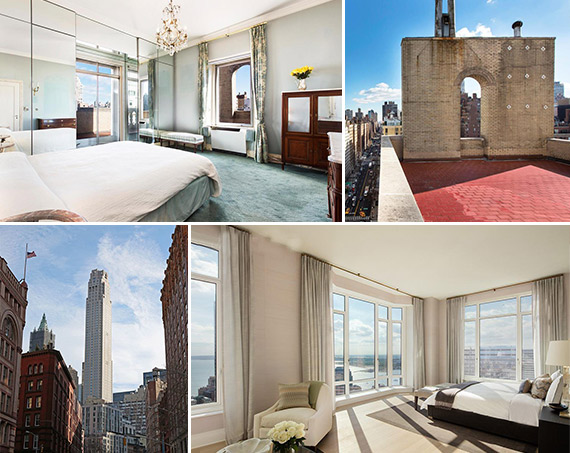 From top: Penthouse at 4 East 72nd Street and 30 Park Place, unit 73A
