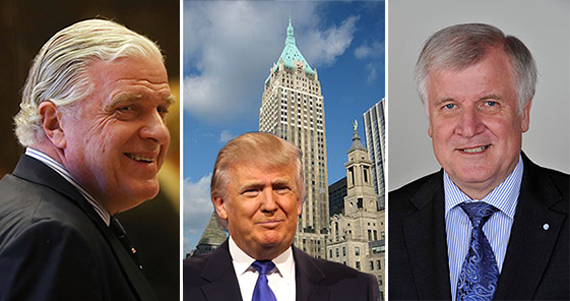 From left: Christian Hinneberg, Donald Trump, 40 Wall Street and Horst Seehofer (Credit: Getty Images)