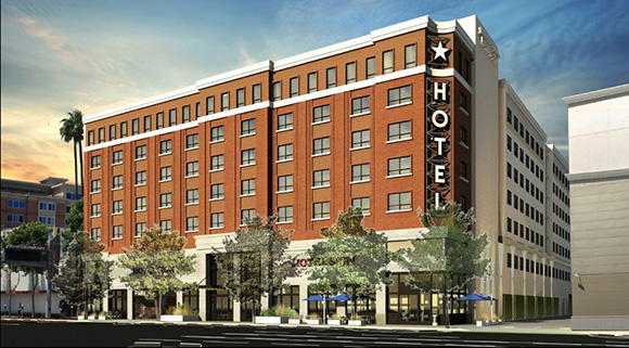 Rendering of the new hotel planned for 3101 South Figueroa Street (Credit: City Planning)