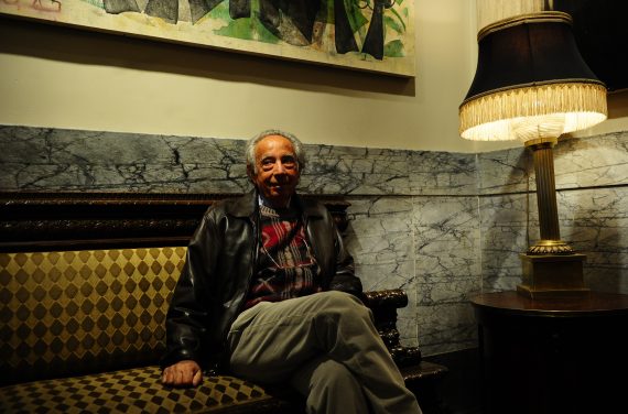 Stanley Bard posing for a photo in the lobby of the Chelsea Hotel on January 10, 2011 (Credit: Getty Images)