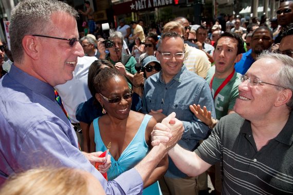 Mayor Bill de Blasio and Scott Stringer (credit: Getty Images)