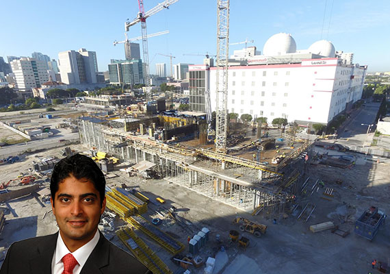 Miami Worldcenter construction site. Inset: Nitin Motwani