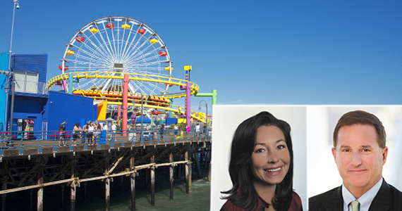 Santa Monica Pier, Oracle co-chief executives Safra Catz and Mark Hurd (Getty Images/Oracle)