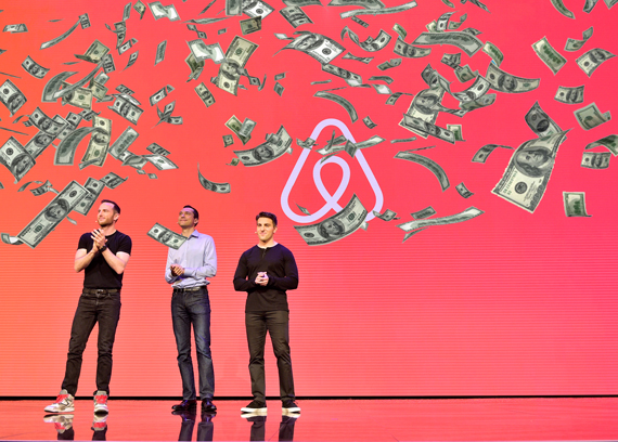 Airbnb founders Joe Gebbia, Nathan Blecharczyk and Brian Chesky (Credit: Getty Images)