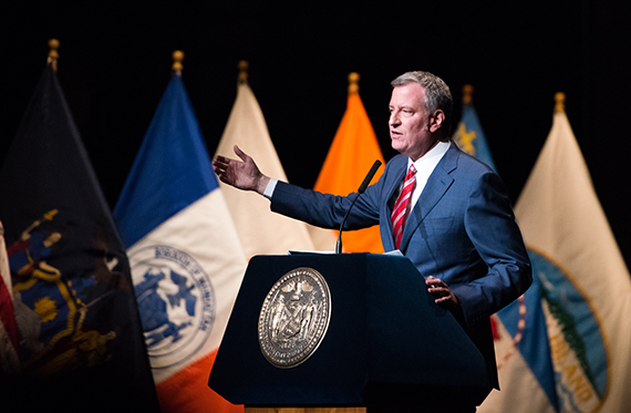 <em>Mayor Bill de Blasio delivers his State of the City (credit: Edwin J. Torres/Mayoral Photography Office)</em>