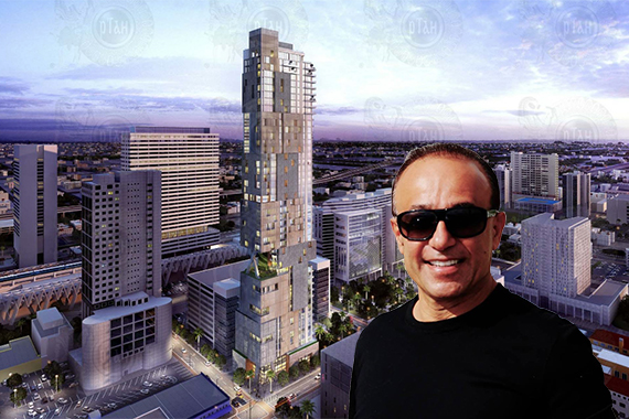 Rendering of Mana's project at 200 North Miami Avenue. Inset: Moishe Mana