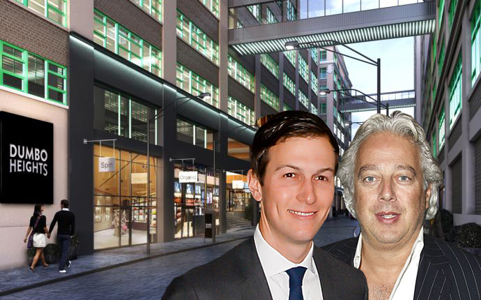 From left: Jared Kushner, Aby Rosen and rendering of Dumbo Heights