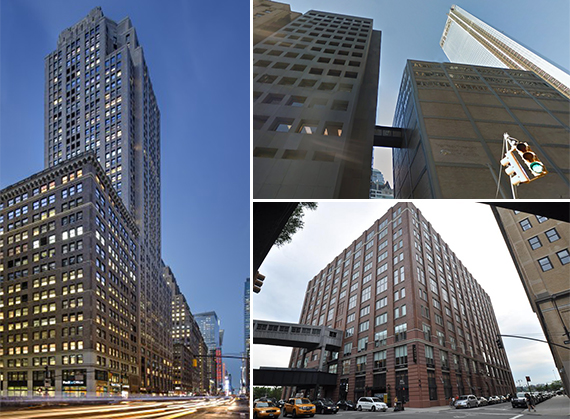 Clockwise from left: 500-512 Seventh Avenue 90-100 Trinity Place and 85 Tenth Avenue