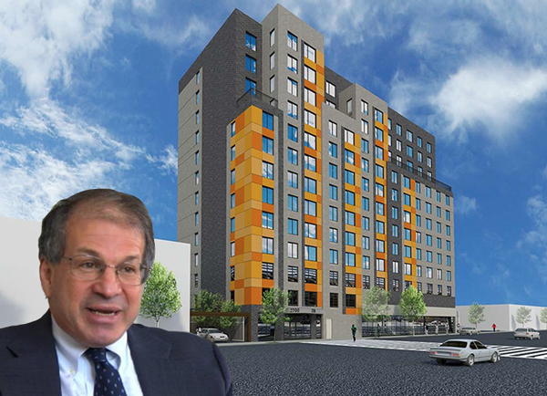 Alan Bell and a rendering of 2700 Jerome Avenue (Credit: MHG Architects PC)