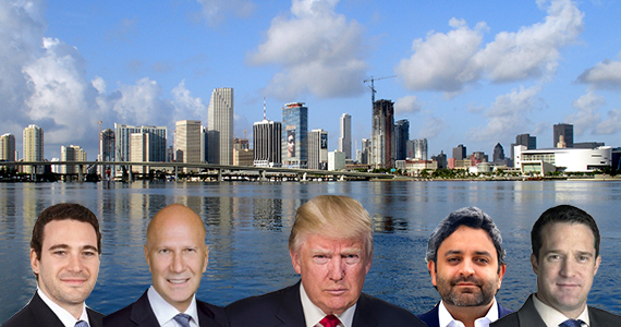 Alex Horn, Jay Olander, Paulo Tavares de Melo Scott Pryce with Donald Trump