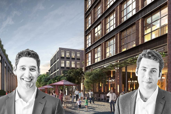 From left: Avi Fisher, Brian Ezra and a rendering of 120 5th Avenue in Brooklyn