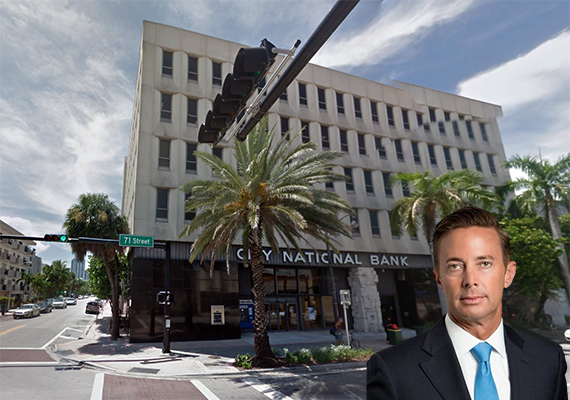 City National Bank building. Inset: City National CEO Jorge Gonzalez