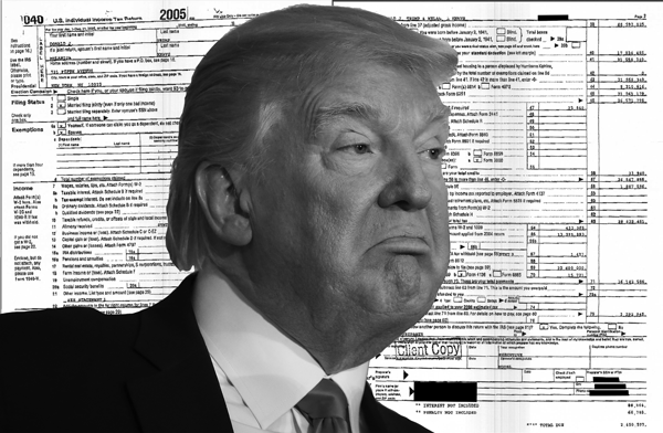 Donald Trump (credit: Getty Images) and his 2005 tax returns (click to enlarge)