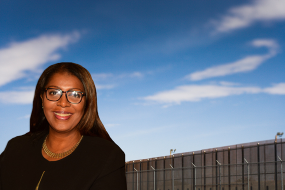 Letitia James and the U.S. Mexico border (credit: Getty Images)