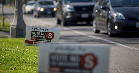 Yard signs against Measure S (Getty Images)