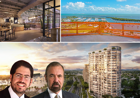 Photos and a rendering of Park Grove. Inset: developer David Martin of Terra Group and Jorge Perez of the Related Group