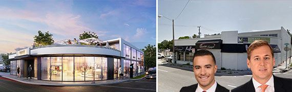 Rendering for 4030 North Miami Avenue, existing building, with Jonathan De La Rosa on left, Scott Sandelin on right