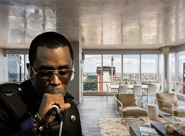 Sean “Diddy” Combs and his apartment at the Park Imperial (credit: Shamsuddin Muhammad via Wikimedia and Douglas Elliman)