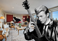 David Bowie and his former Essex House apartment (credit: Ron Frazier via Flickr and Corcoran)