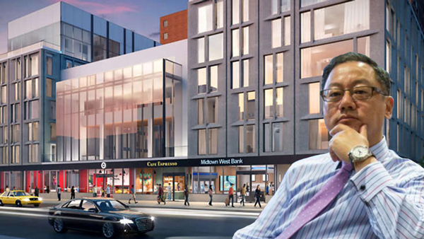 John Liang (Credit: Ashley Walker) and a rendering of the project at 615 10th Avenue (Credit: CityRealty)