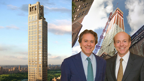 From left: Rendering of 520 Park Avenue, the tower under construction, William and Arthur Zeckendorf