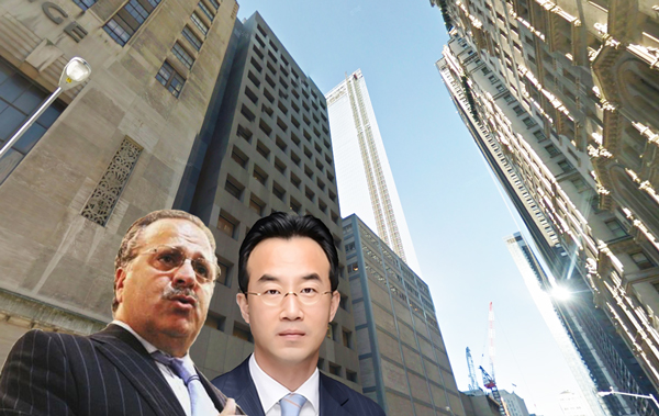 From left: Joseph Chetrit, KBT's Lee Byung-cheol and 90-100 Trinity Place (Credit: Google Maps)