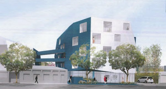 Rendering of the project at 8713 Beverly Boulevard (Credit: Lorcan O’Herlihy via WeHoville)