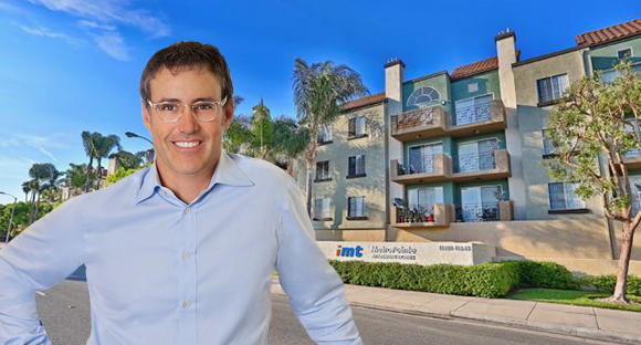 IMT managing director Michael Browne and the apartments at 11615 Firestone Boulevard