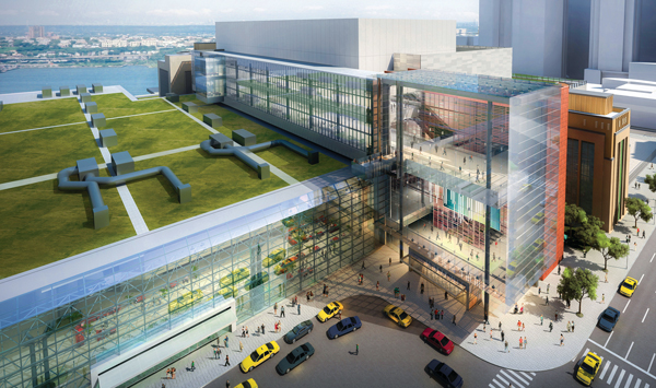 A rendering of the Javits expansion, which will add 1.2 million square feet to the convention center.