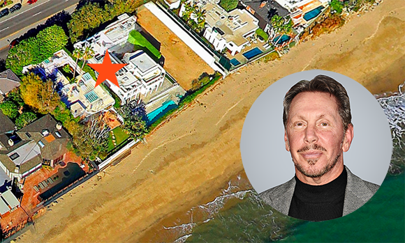 Larry Ellison, one of the most prominent residents of Carbon Beach, and his property at 22466 Pacific Coast Highway