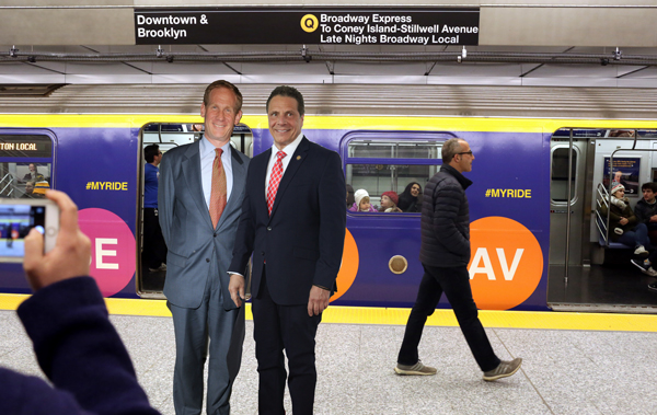 Janno Lieber, Andrew Cuomo and the Q train (Credit: Getty Images)
