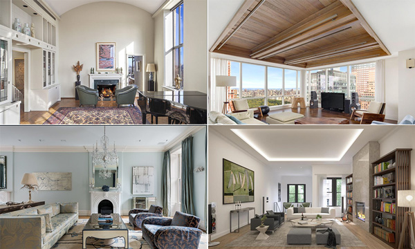 From bottom right: 58 West 75th Street, 85 Charles Street, 320 Central Park West #22B, 230 West 56th Street #64A