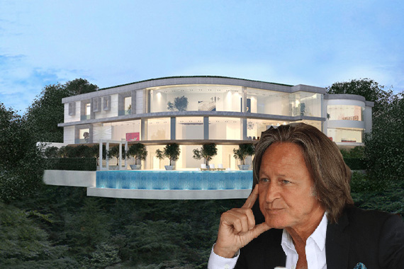 Mohamed Hadid and a rendering of the home at 901 Strada Vecchio Road